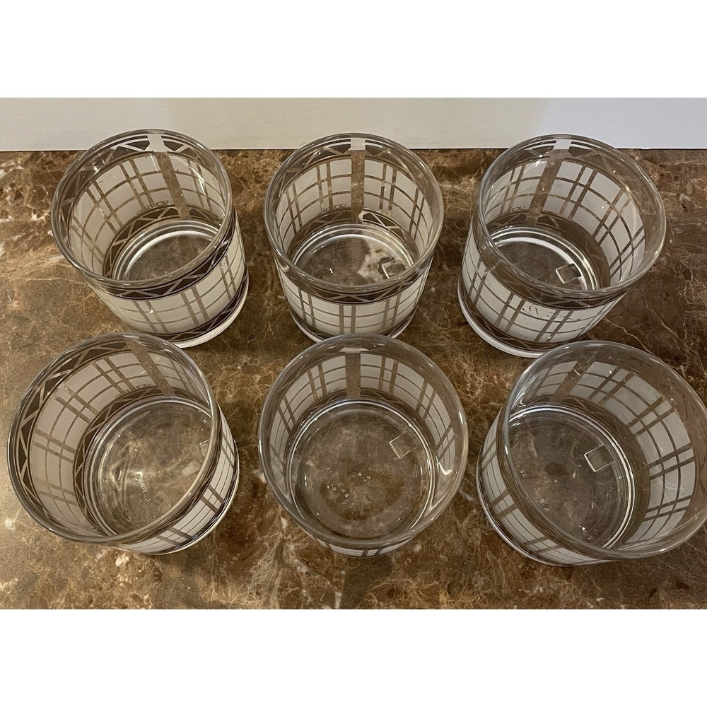 HJ Stotter 6 Acrylic Cups MCM Art Deco Old Fashioned Rock Glasses Frosted SET - Picture 3 of 16